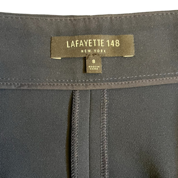 LAFAYETTE 148 NY Navy Blue Side Split Hem Career Dress Pants Cropped Size 8 - Picture 9 of 12
